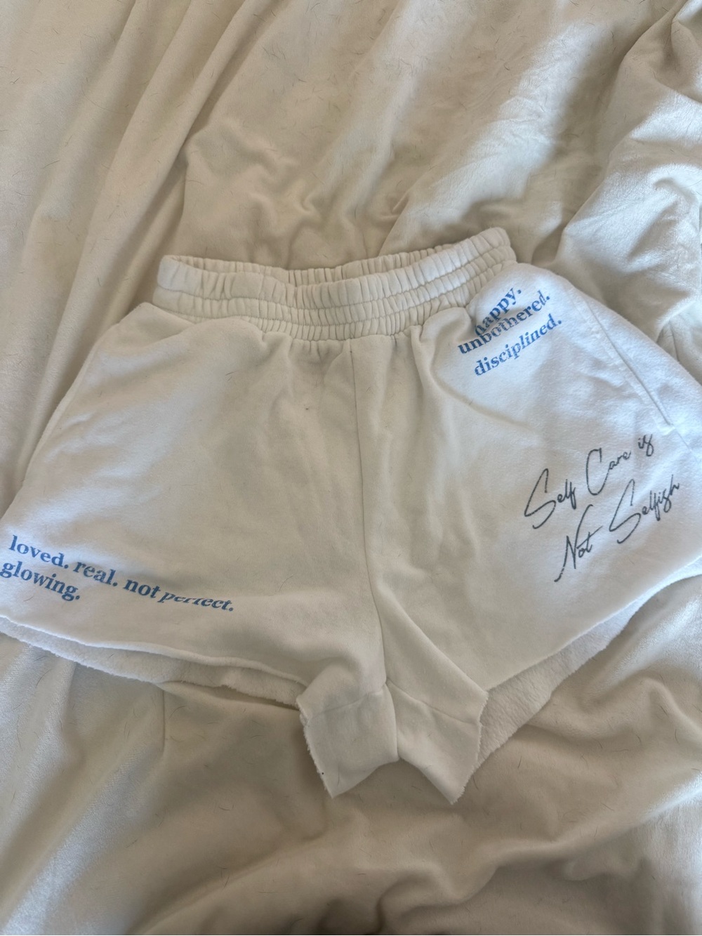 Target White High Waist Women’s Shorts with Blue Script
